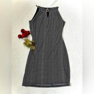 Ivanka Trump Gold Chain Halter Shift Mini Dress - Medium